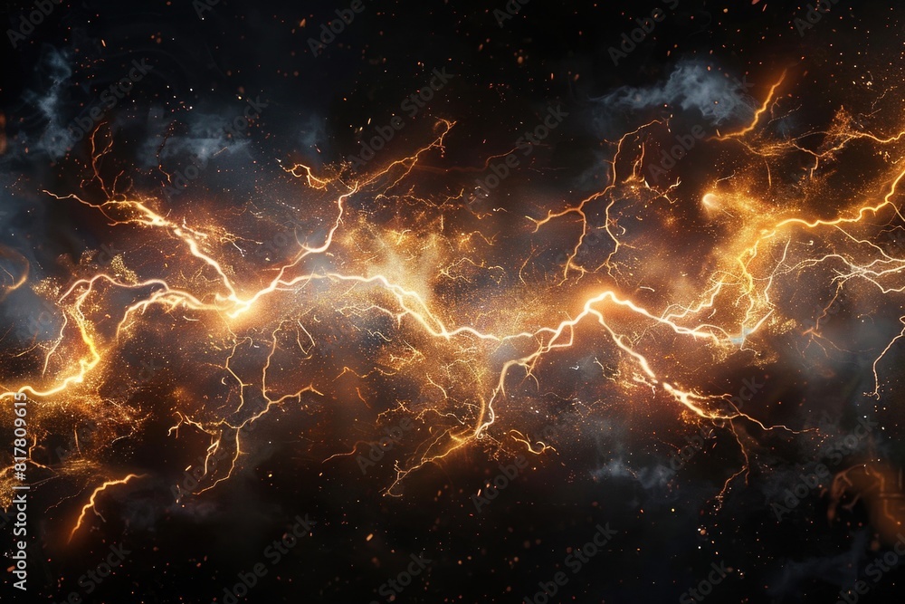 Poster a dramatic image of a lightning storm in the sky. perfect for weather-related designs