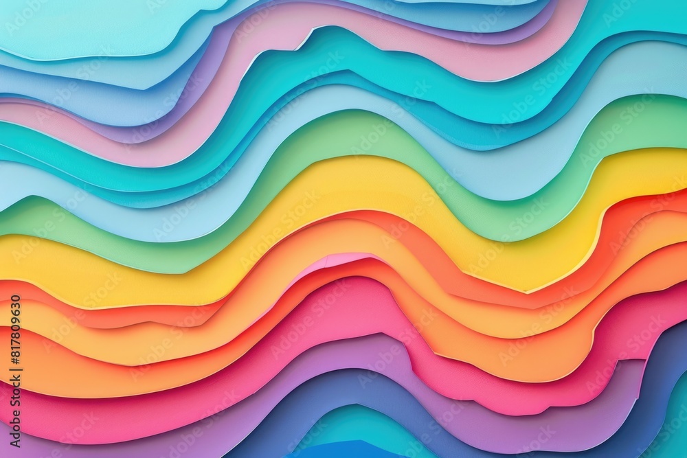 Poster Abstract multicolored wave pattern made of paper. Ideal for backgrounds or creative design projects