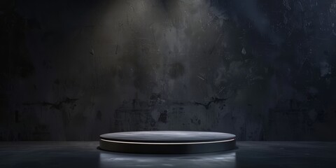 Black podium on a dark background for various products