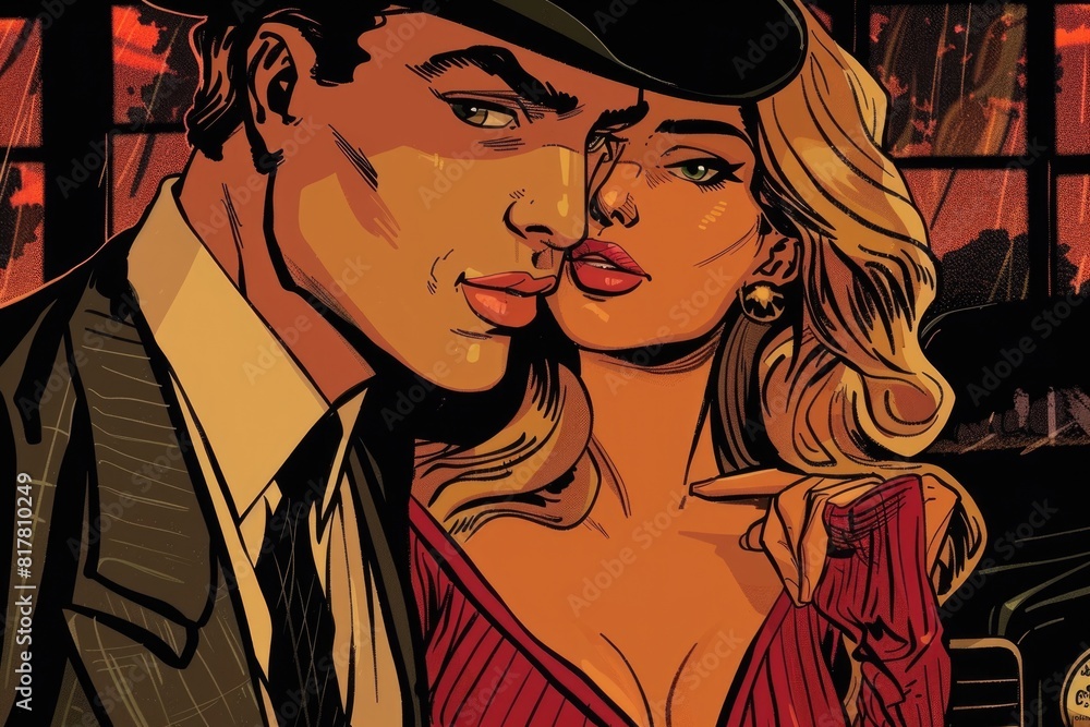 Poster a man and a woman standing next to each other. suitable for various concepts and designs