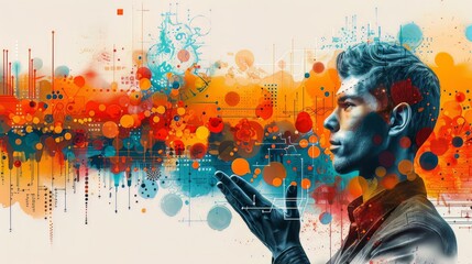 Design art concept abstract contemporary modern background business graphic idea. Work concept art design retro office poster icon hand team success digital ad artwork visual technology research job