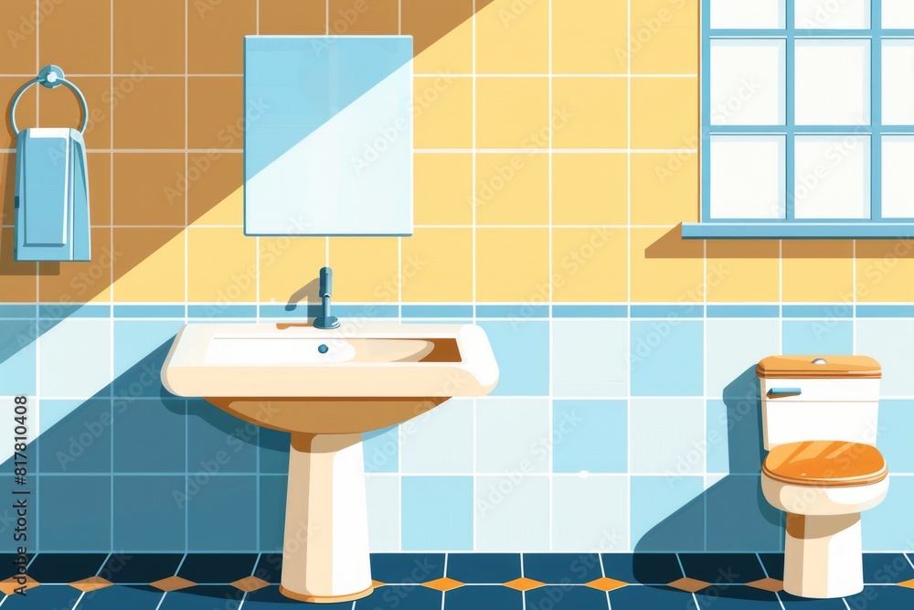 Wall mural A simple bathroom with essential fixtures. Suitable for home improvement projects