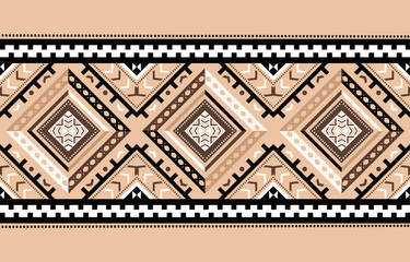 pattern in ethnic concept. There are geometric shapes in this ethnic pattern makes it looks Indian style This ethnic design is suitable for textile industry, fashion industry and also home decorating