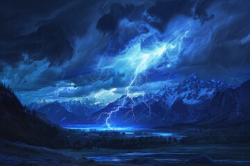 Dramatic storm approaching a majestic mountain range, perfect for weather or nature concepts