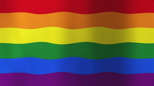 Waving Rainbow LGBTQ Flag, 4k Seamless Animated Background. Pride Flag Flowing 3D Cloth Motion Graphics, Backdrop Loop for Ads, Social Media, and Screens