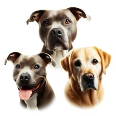 Many dogs looking at the camera image realistic attractive art.