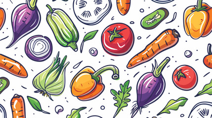 Colorful natural seamless pattern with vegetables 