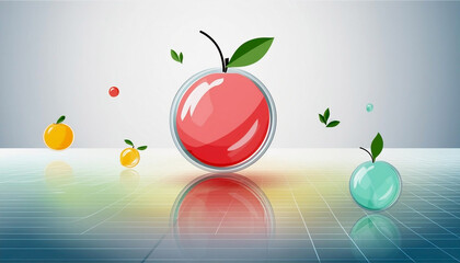 Elegant glass apple logo illustration