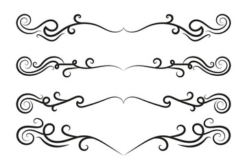 Calligraphy filigree lines Text dividers, vintage Flourishes decorative Scrolls wedding Ornate, fancy elegant page Separators design elements, Header Swirls menu cards Ornamental Border