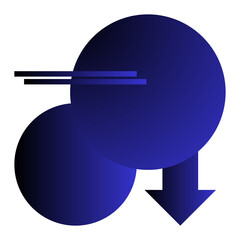 Graphic blue circle and arrow