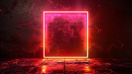A neon square outline against a dark background, with a glowing, pulsating effect, symbolizing energy and modernity.
