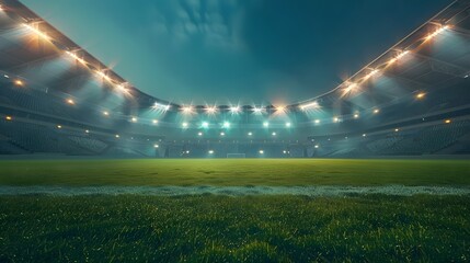 a large and empty sports stadium at night