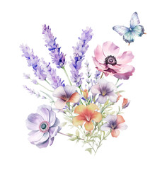 Obraz premium Watercolor Bouquet with Anemone.