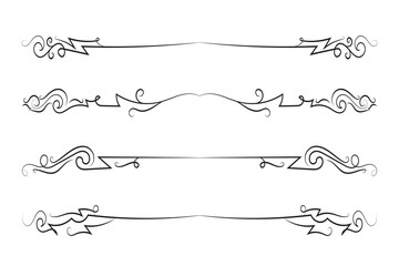 Calligraphy filigree lines Text dividers, vintage Flourishes decorative Scrolls wedding Ornate, fancy elegant page Separators design elements, Header Swirls menu cards Ornamental Border