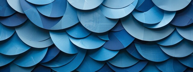 Obraz premium Abstract paper cutouts arranged to form blue patterns.