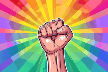 Powerful Fist Raised in Vibrant LGBTQ Pride Display of Solidarity and Strength