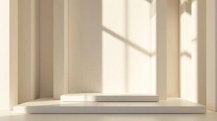 Fototapeta premium blank dais, podium in beige wall