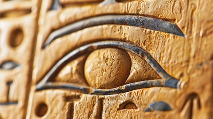 ancient egyptian hieroglyphs carved on stone, Eye of Horus