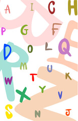 Alphabet letter background with cute and big colorful decorations
