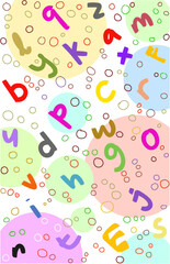 Alphabet letter background with cute colorful decorations