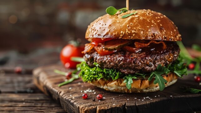 elk burger, copy space