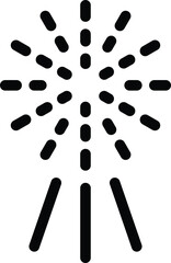 Simplistic black icon of a firework display, ideal for festive design elements