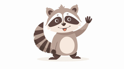 Cute raccoon waving with paw greeting with hi hello 