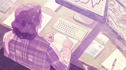 Finance industry professional analyzing data and preparing reports