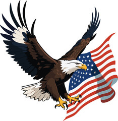 Vector of an American bald eagle with the United States flag