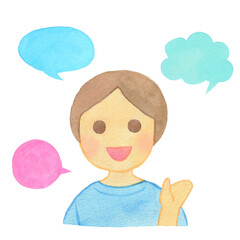 元気に話す男の子・男性