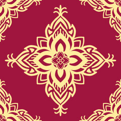 Thep phanom hand draw pattern seamless border design, ancient Thai pattern, ancient retro pattern, art ornament for decoration in luxury colorful