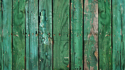 View of green weathered wooden texture as background -