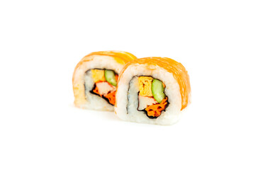 Sushi roll isolated on white background, Traditional Japanese food