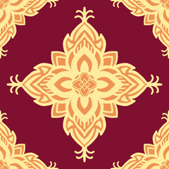 Thep phanom hand draw pattern seamless border design, ancient Thai pattern, ancient retro pattern, art ornament for decoration in luxury colorful