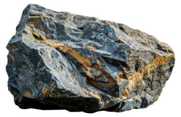 Textured rock with orange and gray geological patterns, cut out - stock png.