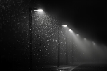 Street lamps in black and white
