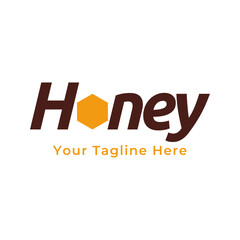 Bee hive and honey logo flat vector design