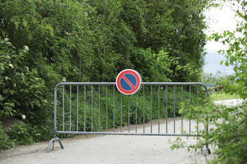 No entry, prohibiting traffic signs in the park