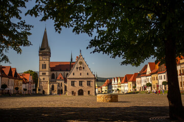 Fototapeta premium Scenic view of Basilica of Sant'Egidio Cathedral in Bardejov, Slovakia