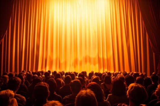 audience view of grand curtain descending after show
