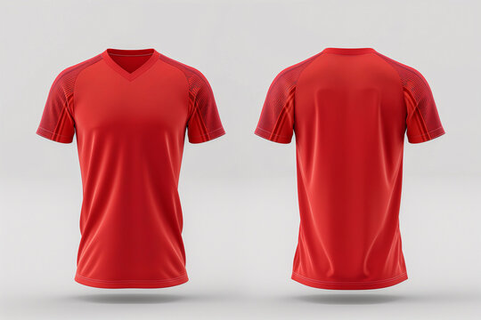 red jersey template for team club, jersey sport, front and back, Tshirt mockup sports jersey template design for football soccer, racing, gaming, sports jersey