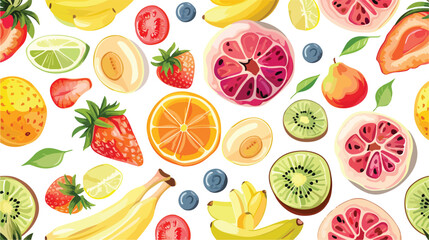 Colorful seamless pattern with tasty sweet fresh juic