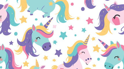 Colorful seamless pattern with unicorn heads