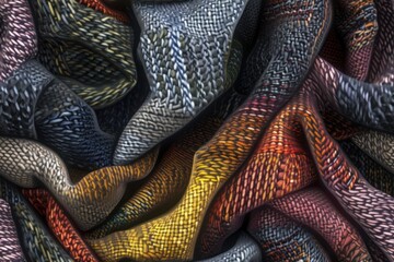 Repeating pattern inspired by various fabric types, showcasing different weaves and textures for a versatile and realistic aesthetic.