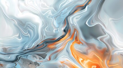 Obraz premium Digital technology orange and blue abstract flowing poster background
