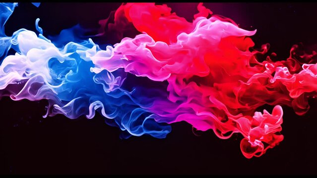 Blue red color smoke abstract, black background