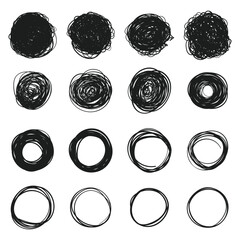 Circle line sketch icon in hand drawn style. Circular scribble doodle vector illustration on isolated background. Pencil or pen bubble sign business concept.