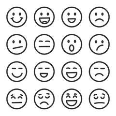 Emojis faces icon in hand drawn style. Doddle emoticons vector illustration on isolated background. Happy and sad face sign business concept.