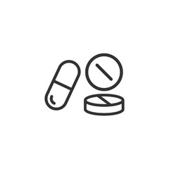 Pills capsules icon in flat style. Medical tablet vector illustration on isolated background. Healthcare drug sign business concept.