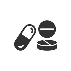 Pills capsules icon in flat style. Medical tablet vector illustration on isolated background. Healthcare drug sign business concept.
